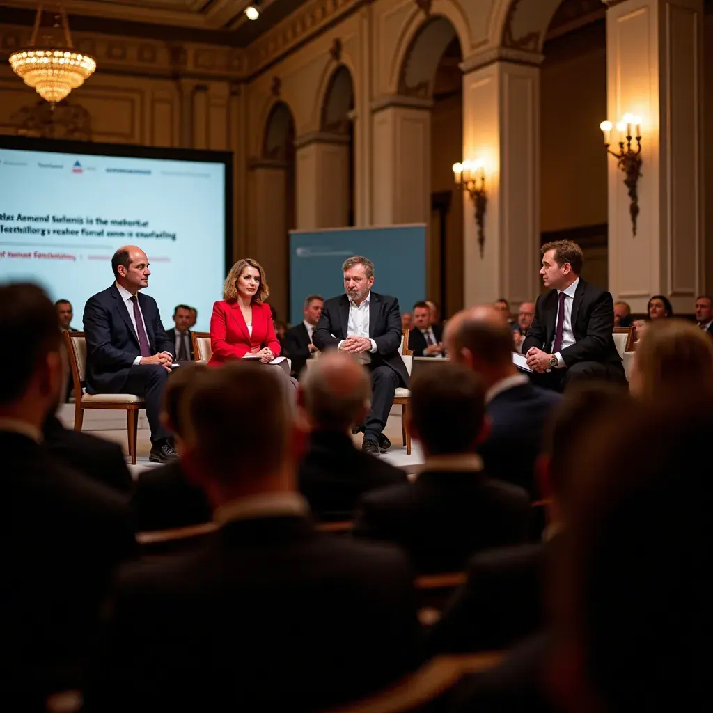 Professionelles Team von Beratern, die in einer Konferenzrunde Strategien diskutieren.